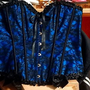 Royal Blue Corset top with Panties